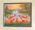 Chinese original oil painting of Koi