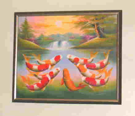 Chinese original oil painting of Koi
